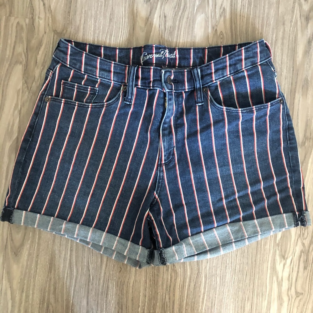 Red white and blue striped shorts